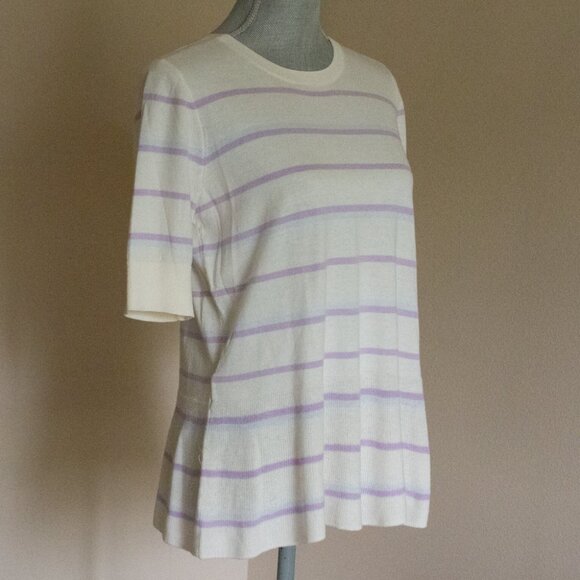 NWT LOFT Striped Peplum Sweater - 100% Cotton - Size Medium - Picture 5 of 9